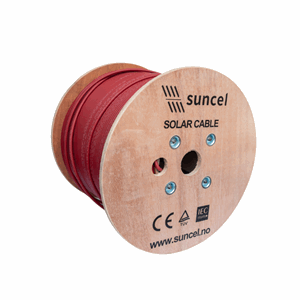 SUNCEL DC Kabel 6mm2 500m rull RØD,Dobbel-isolert, UV best.