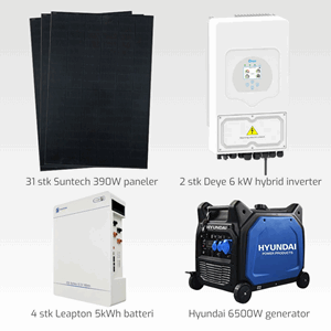 Hyttepakke Offgrid 12kW/20kWh m/generator
